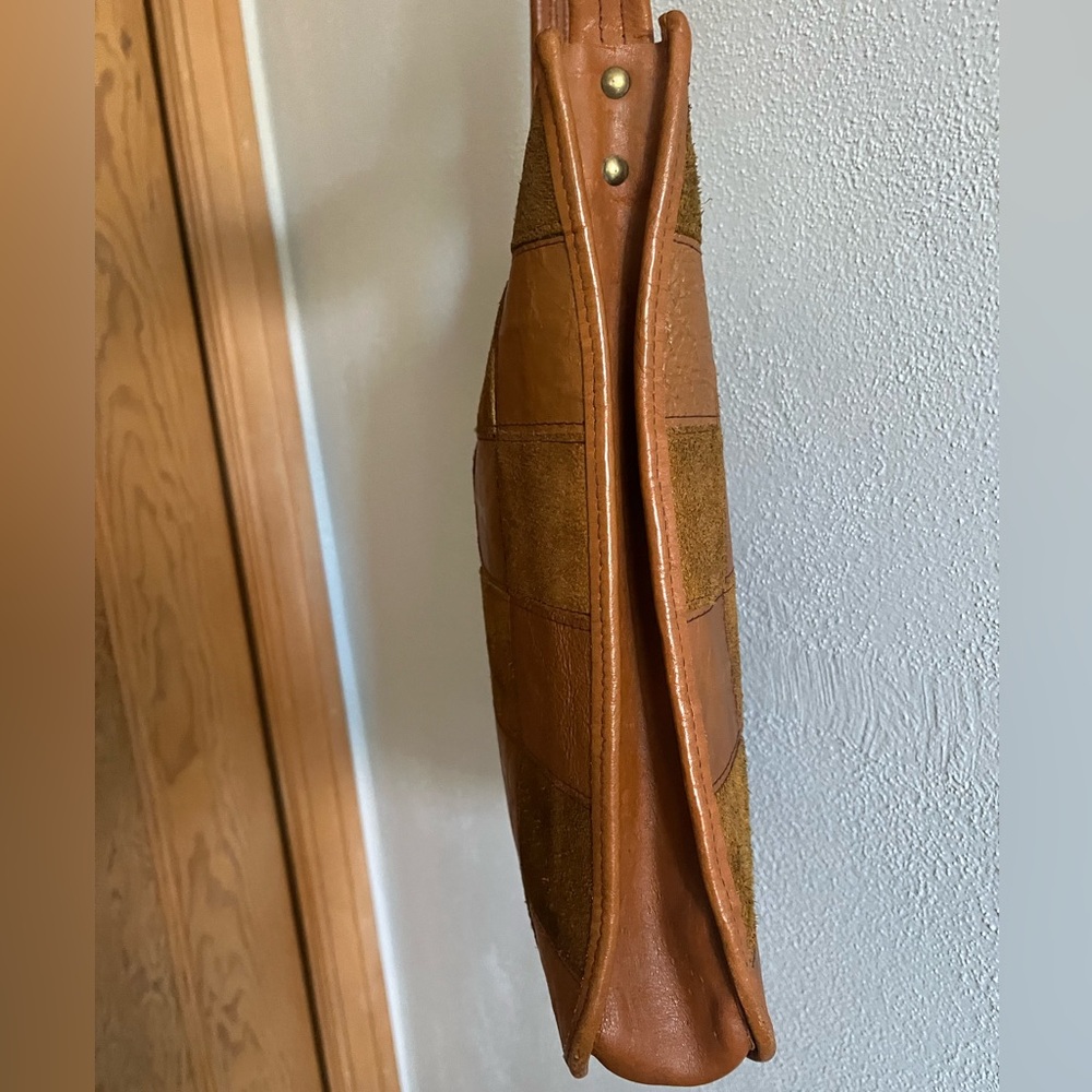 Vintage Brown Patchwork Leather Shoulder Bag - image 3